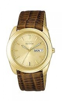 Citizen Men's BM8002-01P Eco-Drive Gold-Tone Leather Watch