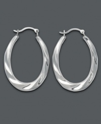 Classic hoops get a sophisticated makeover with the addition of thick swirls. Earrings crafted in 14k white gold. Approximate width: 1-3/4 inches. Approximate drop: 2 inches.