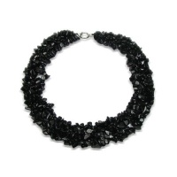 Bling Jewelry Onyx Chips Black Bib Gemstone Necklace