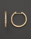 Diamonds set in 14K. yellow gold hoops.