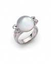 THE LOOKMother-of-Pearl accentRhodium-plated sterling silver settingTHE MEASUREMENTWidth, about .5ORIGINImported