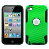 Snap-On Hybrid Design Protector Hard Case for Apple iPod Touch 4th Generation / 4th Gen - Green/Black + 4.5 Inches Lens/Screen Cleaning Cloth