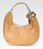 Supple calfskin leather in a slouchy hobo silhouette, finished with polished hardware for a signature look.Top handle, 7½ drop Top top closure One inside zip pocket One inside open pocket Suede lining 17W X 12H X 5½D Made in Italy