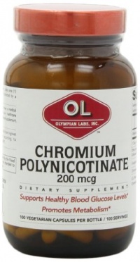 Olympian Labs Chromium Polynicotinate, Chromemate, 200mcg (Pack of 2) (Packaging May Vary)