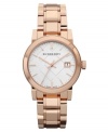 A classic watch design with warm tones and check patterns from fashion icons Burberry.