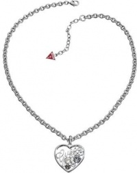 GUESS Silver-Tone Heart Necklace UBN11207