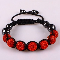 10mm Red Crystals Macrame 7pcs Beaded Shamballa Ball Adjustable Bracelet