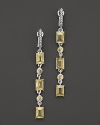 Canary crystals lend a gleaming look to Judith Ripka's Triple Baguette earrings.