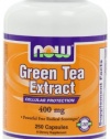 Now Foods Green Tea Extract 400 mg, 250 Gelatin Capsules (60% Polyphenols, 40% Catechins, 16mg Caffeine)