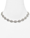 Lora Paolo's silvery link necklace epitomizes clean, classic style, featuring cubic zirconia and crystal links. It's perfect as a finishing flourish to every neckline.