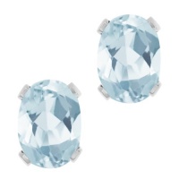 1.44 Ct Oval Shape Sky Blue Aquamarine Sterling Silver Stud Earrings