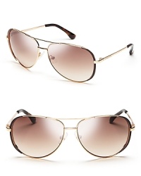 MICHAEL Michael Kors updates his classically chic aviators with stunning rose gold and tortoise accents.