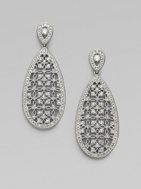 EXCLUSIVELY AT SAKS. A single drop of delicate lacework with crystal detailing.Crystal Rhodium plated Length, about 2 Width, about ¾ Post backs Imported 