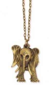 ZAD Fun 3-Piece Antiqued Elephant Charm Necklace Antique Gold Chain - Turn Charm Around to See his Cute Tail