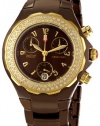 Michele Women's MWW12A000012 Tahitian Diamond Ceramic GP Chocolate Chronograph Watch