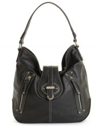 Grab hold on this easy-going hobo for a style that will take you from work to play. This Nine West design features shiny slivertone hardware and unique vertical zip pockets for extra convenience.