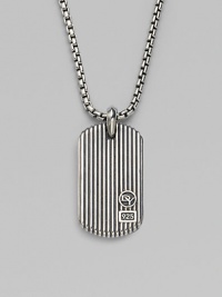 A singular look for today's man, designed with a sterling silver dogtag pendant on a box-chain necklace. From the Royal Cord Collection Sterling silver Chain length, about 22 Lobster clasp Imported 