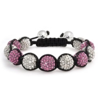 Bling Jewelry Shamballa Inspired Bracelet Fuchsia Pink Crystal Beads 12mm