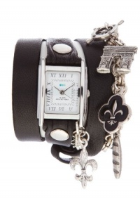 La Mer Collections - Riviera Charms Black Leather Wrap Watch