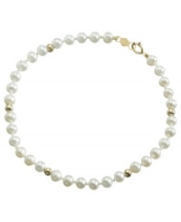 Everyday elegance, fit for any age. This lovely simulated pearl bracelet is accented with 14k gold beads.