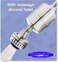 Crystal Quest Shower Filter Chrome with Massage Shower Head