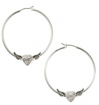 Juicy Couture Hoop Earrings Pave Heart & Wings Hoops Silver YJRUS602