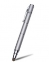 YooMee 3-in-1 Silver Fibermesh Capacitive Touchscreen Stylus with Laser Pointer and Ballpoint Pen (Silver)