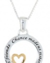 Sterling Silver Chance Made Us Sisters Hearts Made Us Friends Two-Tone Pendant, 18