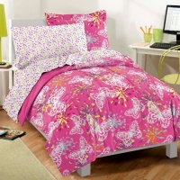 Butterfly Party Ultra Soft Microfiber Comforter Bedding Set, Pink Multi