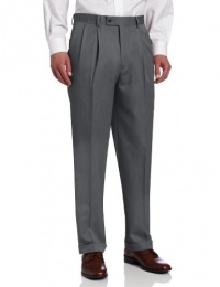 Louis Raphael Men's Big-Tall Ultimo Microfiber Pleated Hidden Extension Dress Pant, Gray, 46x30