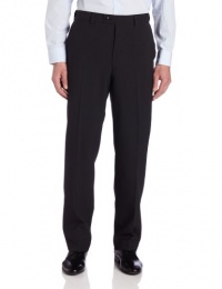 Louis Raphael Men's Textured Flex Check Flat Front Dress Pant with Comfort Waist, Black, 38x30