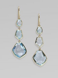 From the Modern Rock Candy collection. An updated take on Ippolita's snowman design, with graduated, free-form chunks of softly colored faceted blue topaz framed in polished 18k gold.Blue topaz18k yellow goldLength, about 2¾Ear wireImported