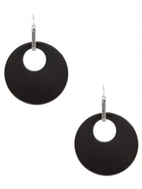 GUESS Black Retro Circle Earrings, BLACK