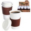 Eco Cup w/ Silicone Lid & Sleeve Coffee Tea i am not a paper cup look-a-like white porcelain travel mug (Colors May Vary)