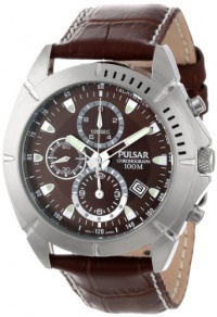 Pulsar Men's PF8303 Sport Chronograph Brown Dial Leather Strap Watch