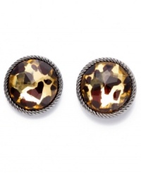 Call of the wild. Though small in stature, Style&co.'s leopard-print button earrings make a major impact when it comes to fashion. Showcasing one of the top trends of the season, they're crafted in hematite tone mixed metal with acrylic beads. Approximate diameter: 5/8 inch.