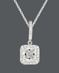 From day to evening and casual to formal, B. Brilliant's versatile pendant adds illumination to any look. Crafted in sterling silver with a princess-cut cubic zirconia and round-cut cubic zirconia accents (2-3/4 ct. t.w.). Approximate length: 18 inches. Approximate drop: 3/4 inch.