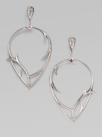 From the Rapture Collection. Curving thorns emerge on this sculptural design of polished sterling silver with vibrant ruby accents. Ruby Sterling silver Drop, about 3 Post back Imported 