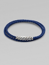 Brightly-hued woven leather with magnetic chevron clasp of sterling silver.LeatherLength, about 24Imported