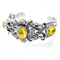 Silver Bracelet ...Star Knights Regent Cuff .925 Sterling Silver Bangle Bracelet with Stones for Women