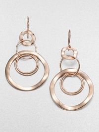 This organically designed style features multiple linked hoops in 18k gold and sterling silver with 18k rose goldplating. 18k gold and sterling silver with 18k rose goldplatingLength, about 2.75Hook backImported 