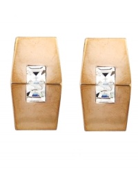 Geometric and glamorous. Featuring a chic hexagonal silhouette, Vince Camuto's stylish stud earrings are embellished with glittering crystals. Made in rose gold tone mixed metal. Approximate diameter: 3/4 inch.