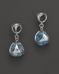 Glittering blue topaz stones are suspended inside Di MODOLO's signature sig piece on these modern drop earrings.