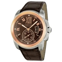 Cartier Calibre de Cartier Brown Dial Pink Gold Bezel Automatic Mens Watch W7100051