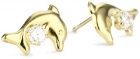 Disney Princess Girl's 14k Dolphin and Cubic Zirconia Stud Earrings