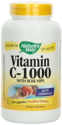 Nature's Way Vitamin C 1000 with Rose Hips, 250 Capsules