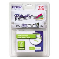 Brother White on Lime Green 12mm (0.47 Inches) Laminated Tape (TZeMQG35) - Retail Packaging