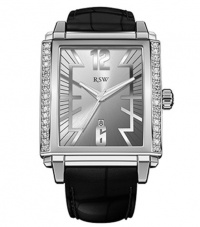 RSW Men's 9220.BS.A1.5.D1 Hampstead Rectangular Silver Dial Diamond Alligator Leather Watch