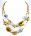 Style&co. Necklace, 16 Gold-Tone Crystal and Gold Bead 2 Row Necklace