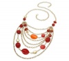 Style&co. Necklace, 32 Gold-Tone Coral Bead Multi-Chain Swag Necklace